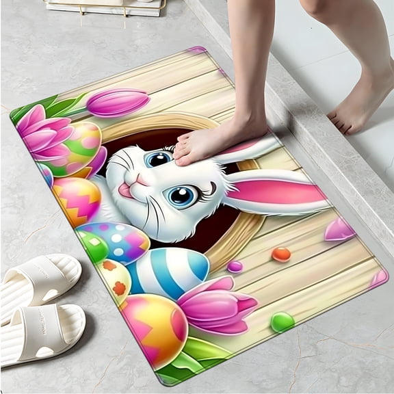 CCTFS Easter Bunny Egg 3 Fall Kitchen Rugs Non Skid Washable Area Carpet [Made in USA], Multi - 1 Pc 16''*24''