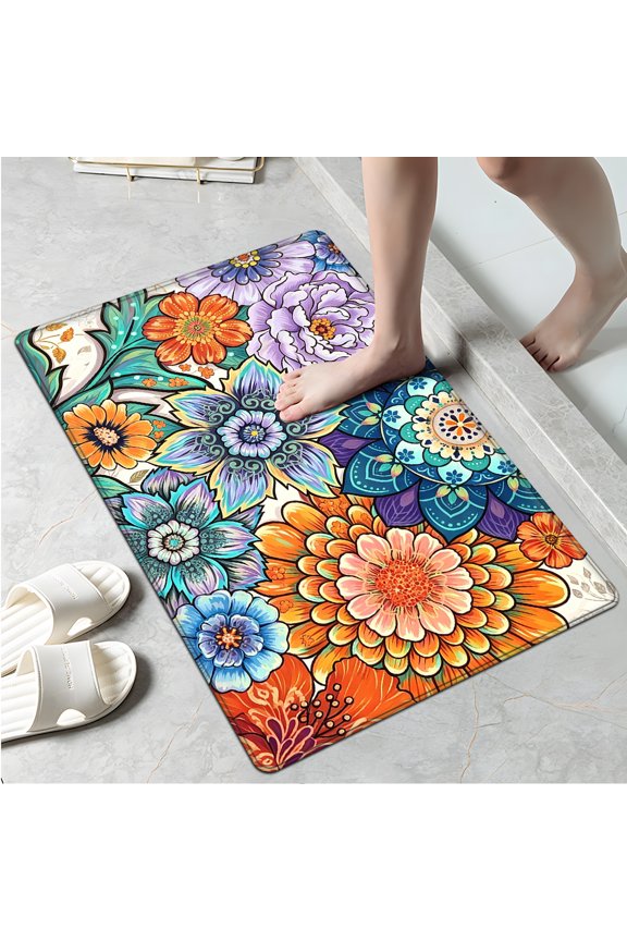 Flowers bloom in spring Soft Touch 1Pc Flannel Mat & Kitchen Rugs,Non-slip for Home Decoration Bathroom Entry