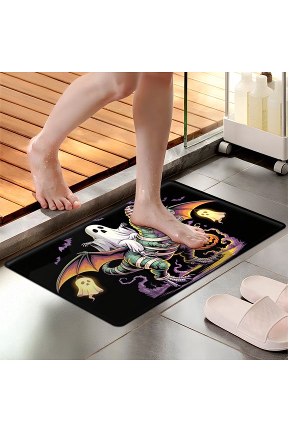 Halloween Tyrannosaurus Rex Soft Touch 1Pc Flannel Mat & Kitchen Rugs,Non-slip for Home Decoration Bathroom Entry