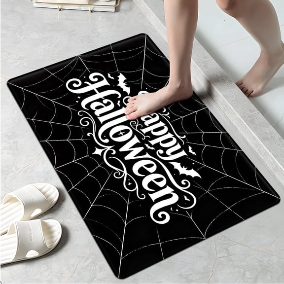 CCTFS Halloween White Text Soft Non-slip 1Pc Flannel Mat & Kitchen Rugs,Great for Entryway Bathroom