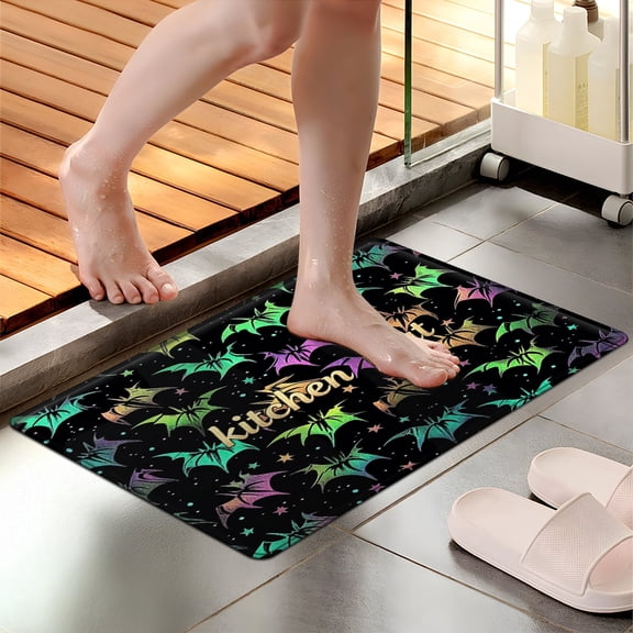 CCTFS Halloween bats Soft Non-slip 1Pc Flannel Mat & Kitchen Rugs,Great for Entryway Bathroom