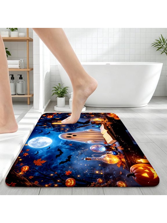 Halloween ghost jack-o '-lantern Home Bathroom Rugs, 16''×24'' Soft and Non-slip for Wash Area