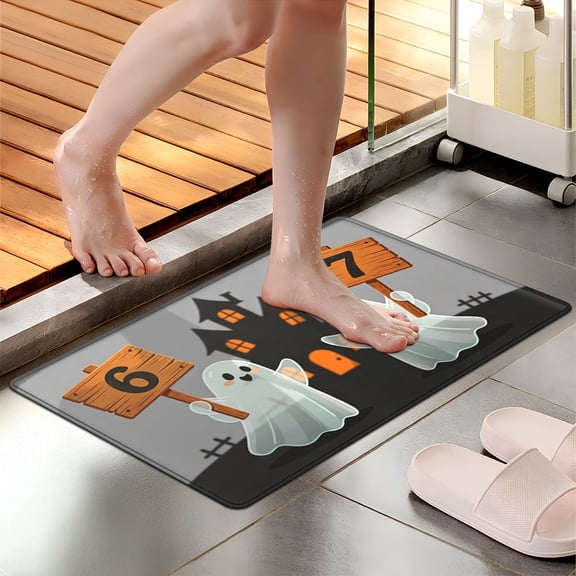 CCTFS Halloween ghosts raise their cards 1Pc Everyday Flannel Mat & Kitchen Rugs,Soft Non-slip for Bathroom Bedroom