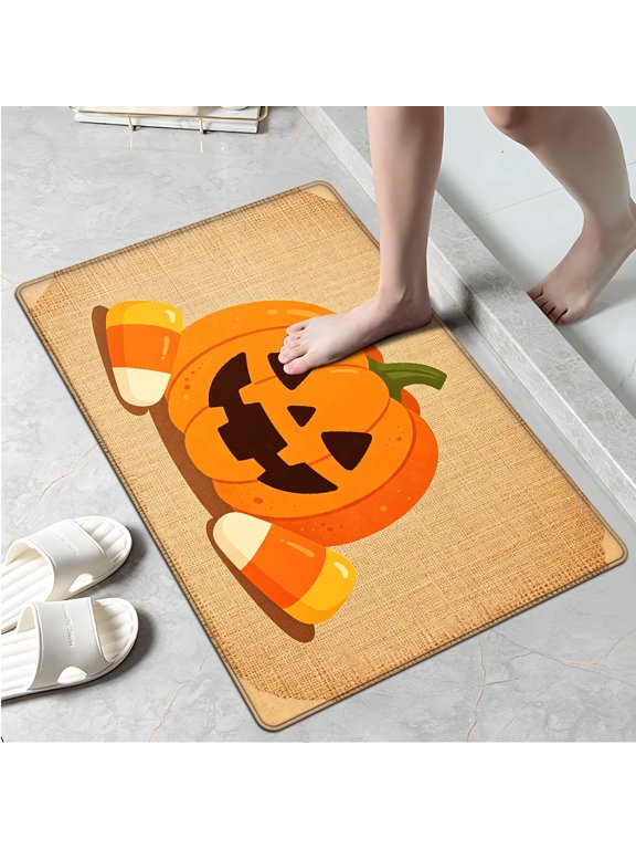 Halloween jack-o '-lanterns Soft Non-slip 1Pc Flannel Mat and Kitchen Rugs,16''x24'',for Bathroom Entryway Bedroom