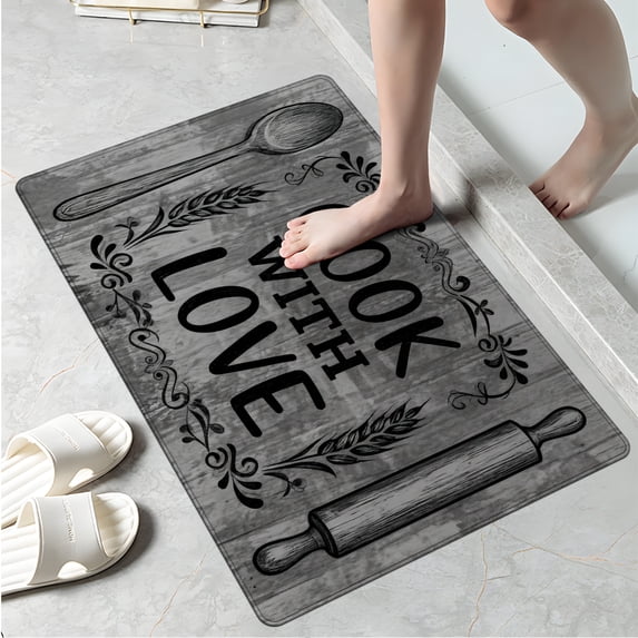 CCTFS Holiday cooking love Kitchen Decor Christmas Fall Kitchen Rugs, Xmas Decorative Farmhouse Floor Mats for Home Kitchen Dining Room Decorations - 16''*24''