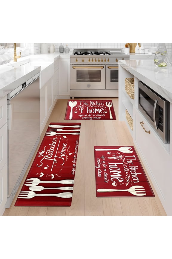 Home cooking class Kitchen Mat Rug Set - Perfect for Kitchen Counter, 16''*24''/20''*32''/47''*18'', Functional for Decoration