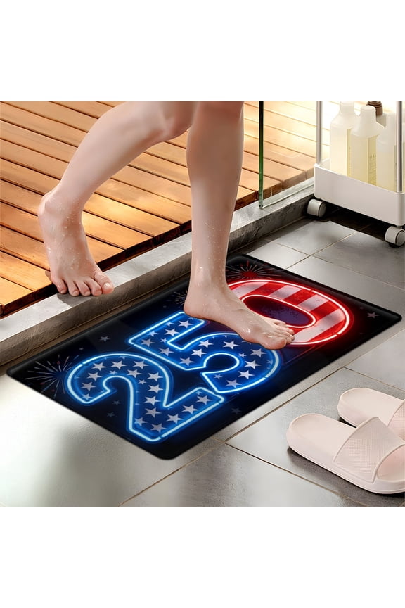 Independence Day Celebration 1Pc Flannel Mat and Kitchen Rugs,Soft Non-slip,Perfect for Home Bathroom