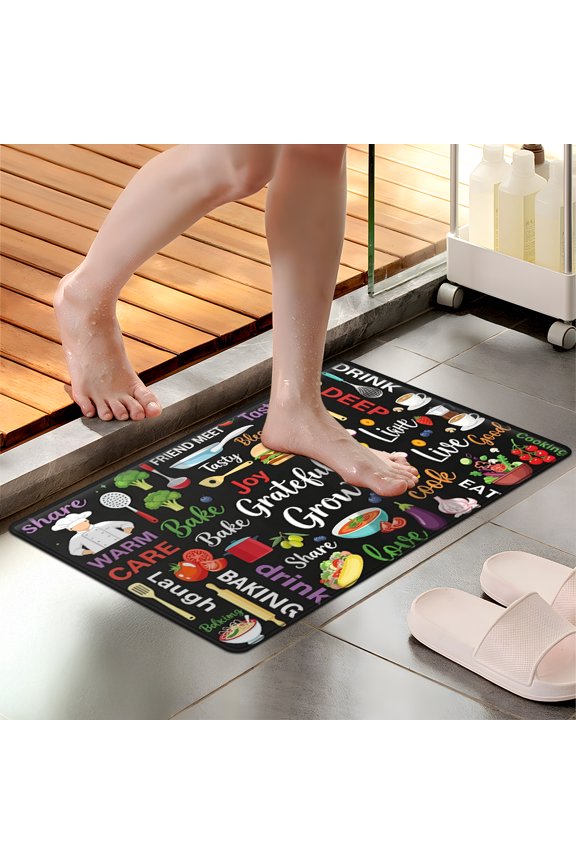 Kitchen 1Pc Everyday Flannel Mat & Kitchen Rugs,Soft Non-slip for Bathroom Bedroom