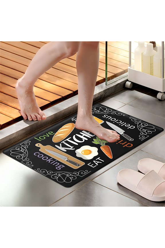 Kitchen 1Pc Flannel Mat and Kitchen Rugs,Soft Non-slip,Perfect for Home Bathroom