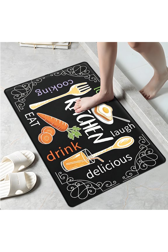 Kitchen Style Fried Egg on Toast 1Pc Flannel Mat & Kitchen Rugs,Soft Non-slip,16''×24'' Inches,for Entryway Bathroom