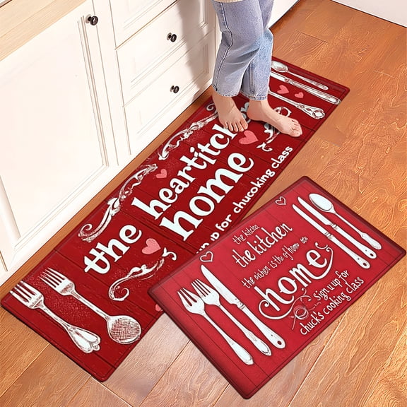 CCTFS Kitchen cooking class Machine Washable Non-Slip Rubberback Indoor Runner Rug/Area Rug for Kitchen, Hallway, Kitchen, Entryway, Bathroom, 2 Piece Set - 16''*24''/47''*18''