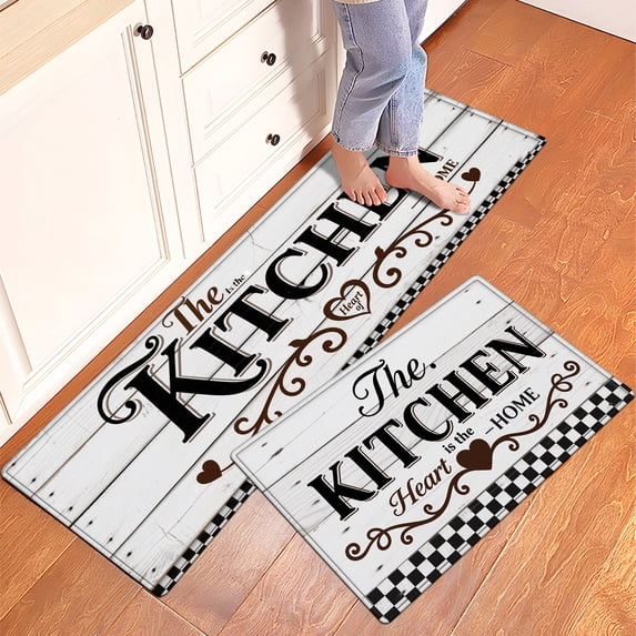 CCTFS Kitchen love home Fall Kitchen Rugs Set of 2, Xmas Holiday Kitchen Mat Decor Home Decorations, Green Christmas Mats for Kitchen Floor - 16''*24'' and 17''*47'' in