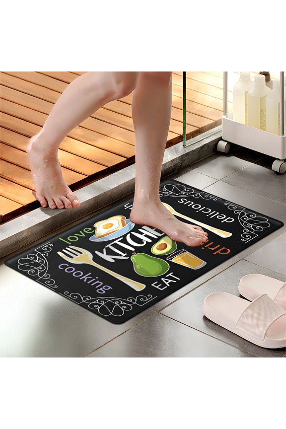 Kitchen style toast 1Pc Flannel Mat and Kitchen Rugs,Soft Non-slip,Perfect for Home Bathroom