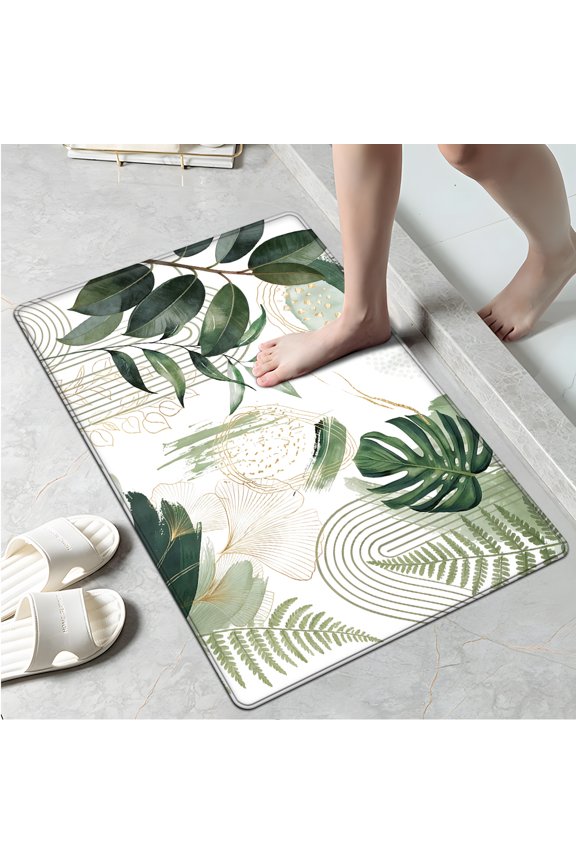 Lush Green boho rug Multi-purpose 1-Piece Flannel Mat and Kitchen Rugs,Soft Non-slip for Home Bedroom Bathroom