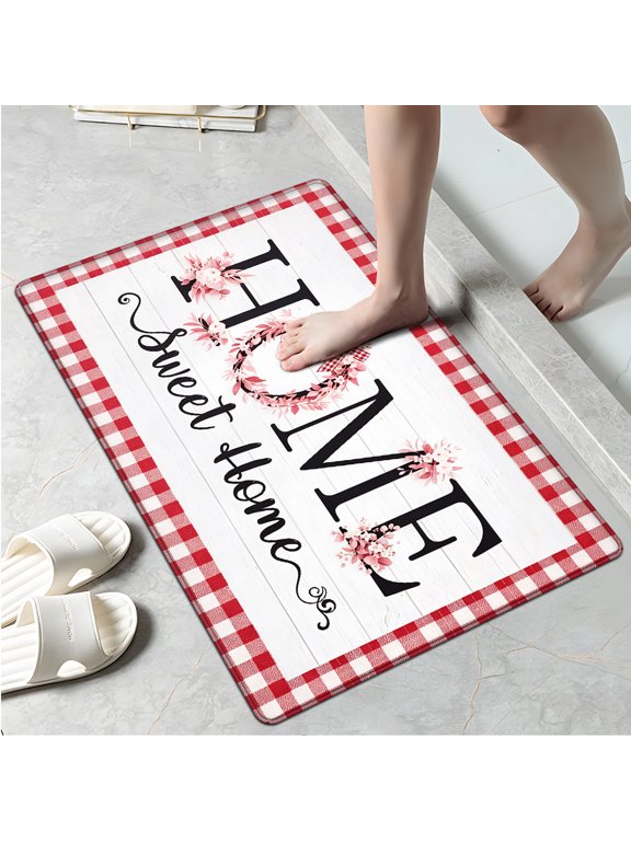 Pastoral Garland Alphabet 1Pc Everyday Flannel Mat & Kitchen Rugs,Soft Non-slip for Bathroom Bedroom