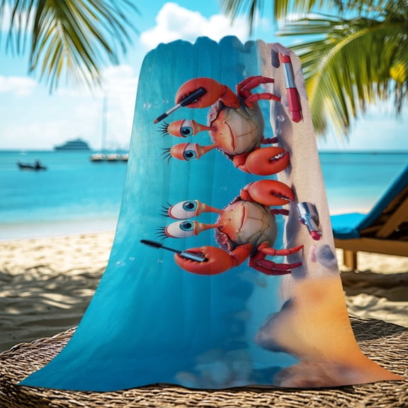 CCTFS Underwater Makeup Crab Soft Microfiber beach towels 31×63in Sand Resistant for Pool Outdoor
