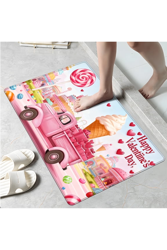 Valentine's Day candy party Kitchen Mat Washable Non-Skid Absorbent Runner Rugs (16''24'') - 1Pc Recommended for Kitchen Sink Front/Floor, Suitable for All Age Groups