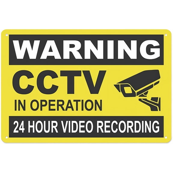 CCTV In Operation 24 Hour Recording Sign, 8"x12" Aluminum Tin Warning Sign, Home Outdoor Garden Surveillance Sign