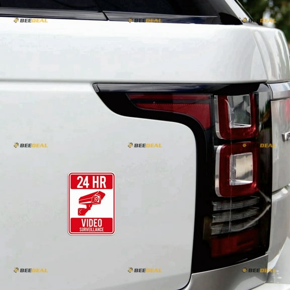 CCTV Security Camera Sign 24HR Surveillance Magnet Red Magnetic Sticker Decal - 2 Pack Reflective 5"