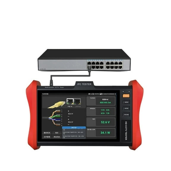 CCTV Tester 8" Monitor 4K H.265 IP 8MP AHD/TVI/CVI CCTV Camera Testing Tool & VGA Input Cable Tester ,Video Surveillance Testing