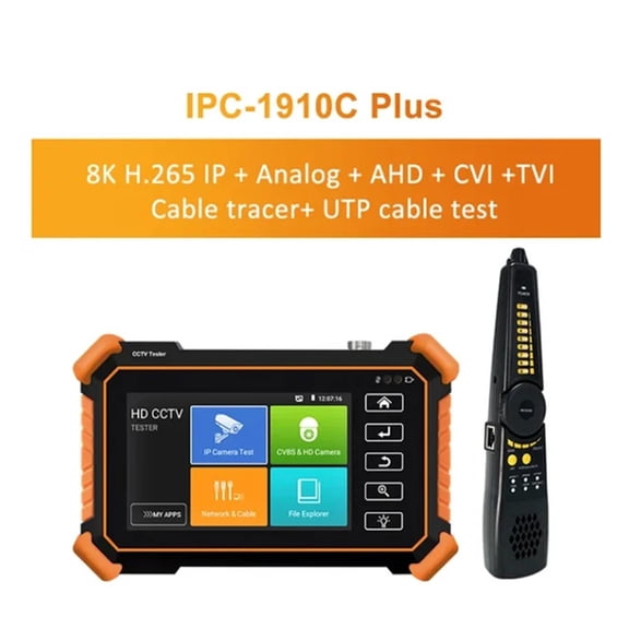 CCTV Upgrade IP Camera Tester Monitor 4inch 8K IPC Testing UTP Cable Tester IPC-1910Plus 8MP AHD CVI TVI Analog Test ,Video Surveillance Testing