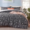 thumbnail image 1 of 2 Pieces Dark Grey Floral Comforter Sets, 1 Botanical Flowers Reversible Comforter and 1 Pillow Shams, Twin Size, 1 of 11