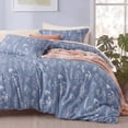 thumbnail image 1 of 3 Pieces Blue Floral Comforter Sets, 1 Soft Reversible Botanical Flowers Comforter and 2 Pillow Shams, Full Size, 1 of 10