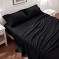 thumbnail image 1 of U by Bedsure Twin-XL Sheets Set, 3 Pieces Dorm Deep Pockets Cooling Soft Polyester Microfiber Bed Sheets Set, Black, 1 of 11