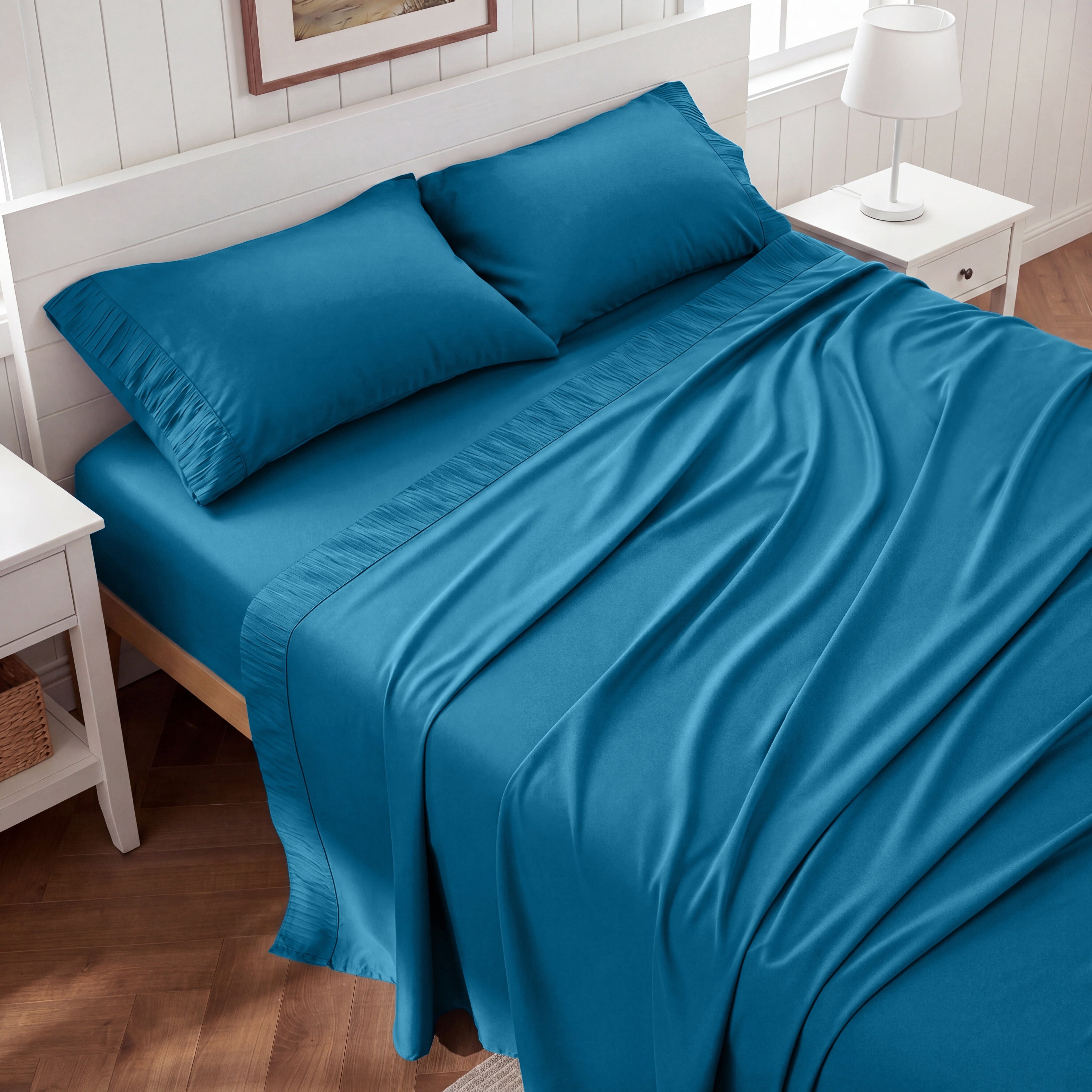 U Bedsure U by Bedsure Twin-XL Sheets Set, 3 Pieces Dorm Deep Pockets Cooling Soft Polyester Microfiber Bed Sheets Set, Teal