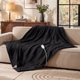 thumbnail image 1 of U by Bedsure Electric Heated Blanket King Size 100" x 90" with Preheat Function, Soft Flannel Black, Fast Heating with 6 Time Settings (up to 10H) & 6 Heat Settings, Gifts for Grandma, 1 of 10