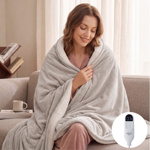 U by Bedsure Electric Heated Blanket King 100" x 90", Soft Flannel Heated Blanket with Preheat, 6 Heat Settings & 10Hs Auto off, Machine Washable, Natural