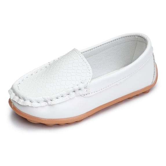 CCVON Toddler Little Kid Boys Girls Soft Slip On Loafers Dress Flat Shoes White Size 11