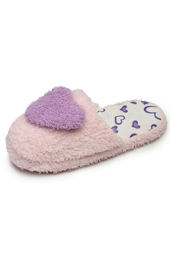 Women Cute Slipper Heart Memory Foam Shoes for Women Slip on Purple Size 7 8