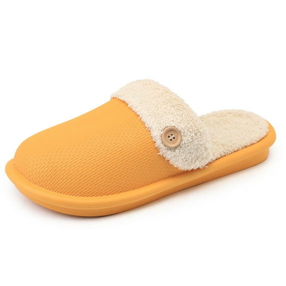 CCVON Womens Bathroom Slppers Memory Foam Non-slip Insole Fuzzy Shoes with Removing Lining Yellow Size 7 8