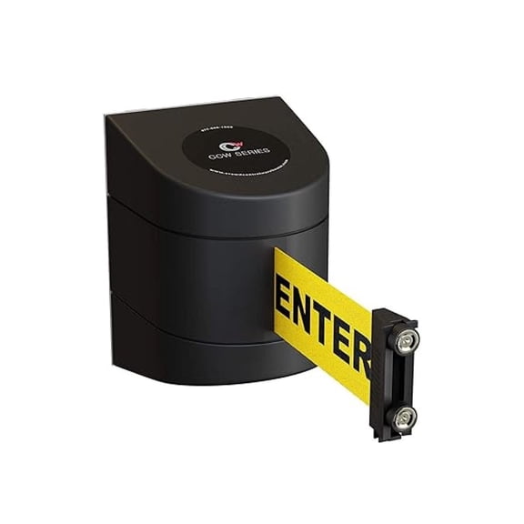 - CCW Series WMB-220 Magnetic Wall Mount Retractable Belt Barrier - 15 Foot, Caution Do Not Enter Belt with Black Case, Crowd Control Barriers