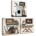 thumbnail image 1 of CCWACPP Laundry Room Decor Wall Art Beige Laundry Sign Picture Canvas Farmhouse Wash Dry Fold Painting Rustic Bathroom Hotel Decor Framed (24.00" x 24.00" x 3PCS), 1 of 5