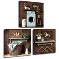 thumbnail image 1 of CCWACPP Laundry Room Decor Wall Art Brown Laundry Sign Picture Canvas Farmhouse Wash Dry Fold Painting Rustic Bathroom Hotel Decor Framed (10.00" x 10.00" x 3PCS), 1 of 5