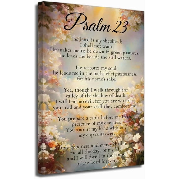 CCWACPP Psalm 23 Canvas Wall Art Bible Verse Picture Prints Christian Inspirational Quotes Art Poster Religious Scripture Painting Office Church Wall Decor (12.00" x 18.00")