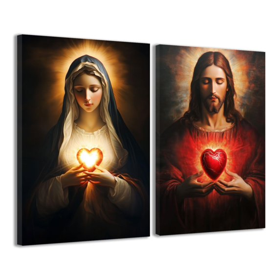 CCWACPP Virgin Mary and Jesus Wall Art 2 Pieces Catholic Wall Decor ...