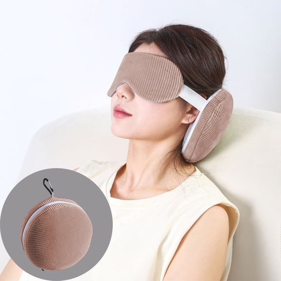 CCWADH 2 In 1 U Shaped Neck Pillow with Eye Mask - Memory Foam Travel Comfort Support for Airplane, Office, and Home Naps
