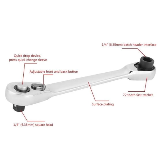 CCWADH 2-in-1 Ratchet Wrench - Compact Fly Ratchet Head & Double Head Design for Mechanics & DIYers
