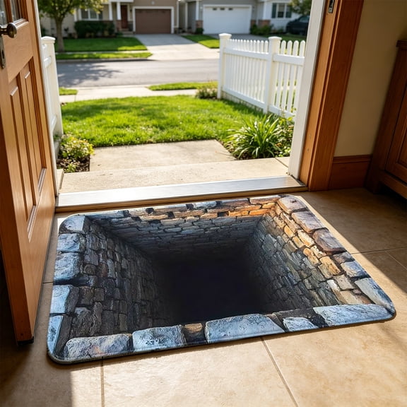 CCWADH 3D Illusions Doormat with Non-Slip Silicone Backing – Modern Optical Rug for Front Door, Porches, and Patios – Comfortable, Easy to Clean, Versatile Home Decor