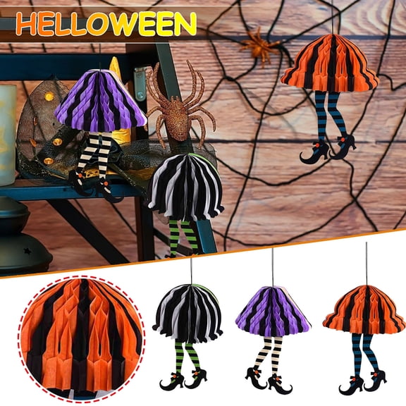 CCWADH 3pcs Witch Legs Halloween Paper Lanterns - High-Heeled Shoes Decorations for Front Door, Wreath, Wall, Party - Perfect for Festive Halloween Home Decor