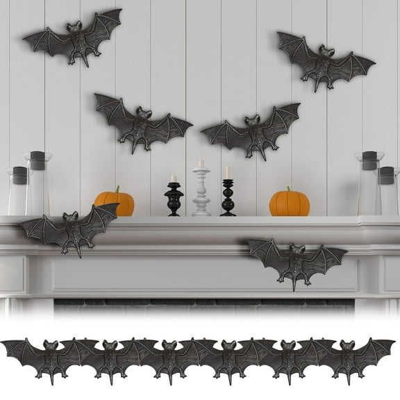 CCWADH 6pcs Halloween Soft Rubber Bats for Spooky Party Decor - Realistic Design, Easy Installation, Reusable Props for Home & Bar Decoration