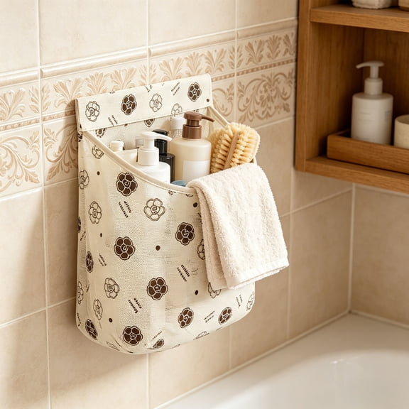 CCWADH Adhesive Wall Storage Pouch for Bathroom, Kitchen & Office - Damage-Free Hanging Organizer for Toiletries, Makeup & Magazines