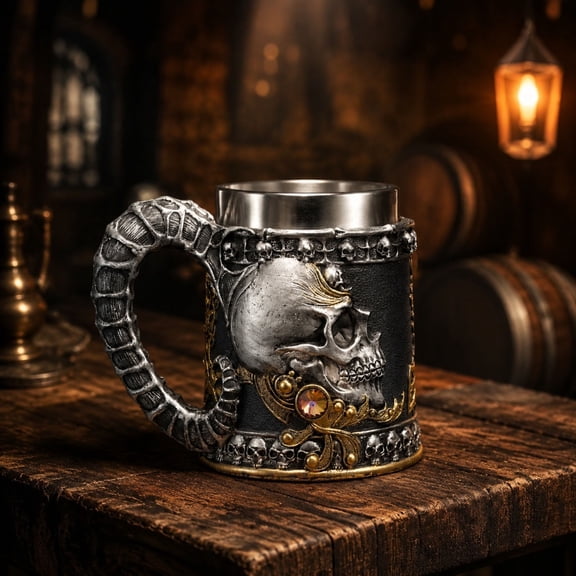 CCWADH Ancient Ram Skull Shaped Beer Mug for Unique Home Bar Decor, Perfect for Entertaining and Gift Giving