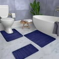 thumbnail image 1 of CCWADH Bathroom Rugs Sets 3 Piece, U-Shaped Contour Toilet Mat, Non-Slip Shaggy Bath Mats Sets, Machine Washable, Blue, 1 of 5