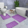 thumbnail image 1 of CCWADH Bathroom Rugs Sets 3 Piece, Ultra Soft Polyester Bath Rugs, Non-Slip Backing Bathroom Mat Set, Washable Quick Dry U-Shaped Toilet Mat for Tub, Shower - Purple[31.5"x20"+16"x24"+16"x20"], 1 of 5