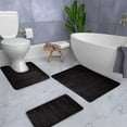 thumbnail image 1 of CCWADH Bathroom Rugs Sets 3 Piece, Ultra Soft Polyester Bath Rugs, Non-Slip Backing Bathroom Mat Set, Washable Quick Dry U-Shaped Toilet Mat for Tub, Shower - Black[31.5"x20"+16"x24"+16"x20"], 1 of 6