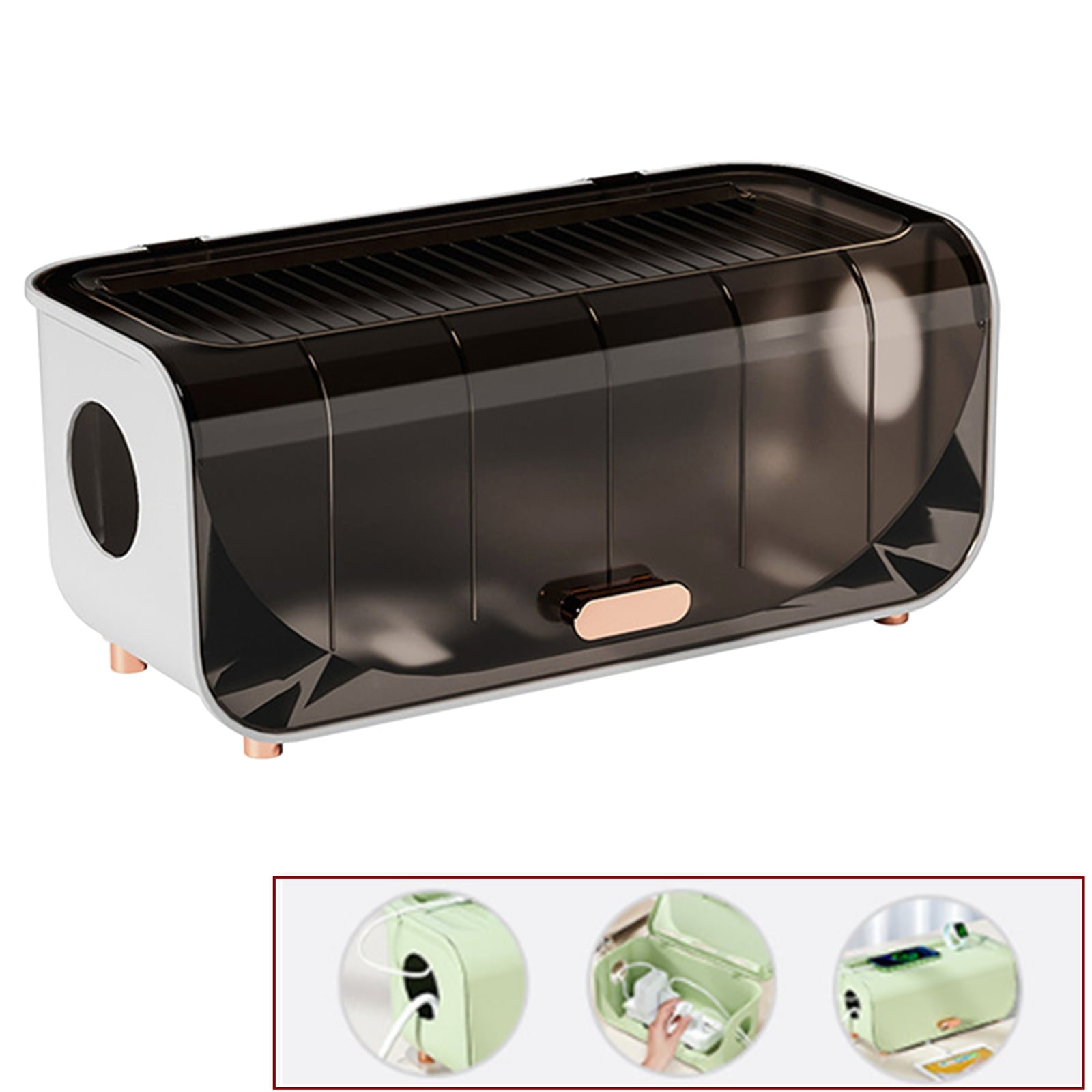 CCWADH Cable Management Box - Cord Organizer Box to Hide Power Strip, TV Computer Wires Cable Organizer Box, Desk Cord Organizer for Home/Office - Coffee